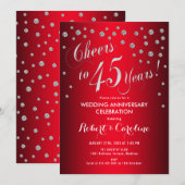 45e bruiloft Jubileum - Rood & Zilver Kaart (Voorkant / Achterkant)