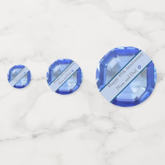 45e bruiloft Jubileum Sapphire Confetti (Achterkanten)