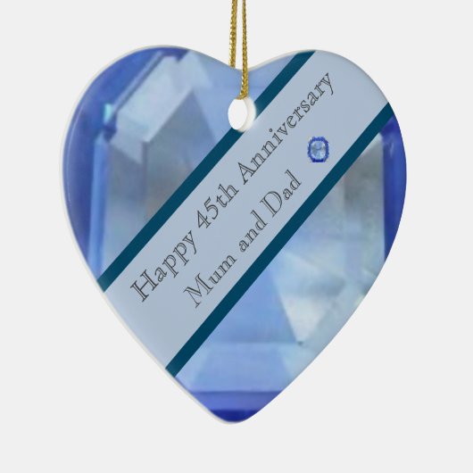 45e bruiloft Jubileum Sapphire Keramisch Ornament (Rechts)