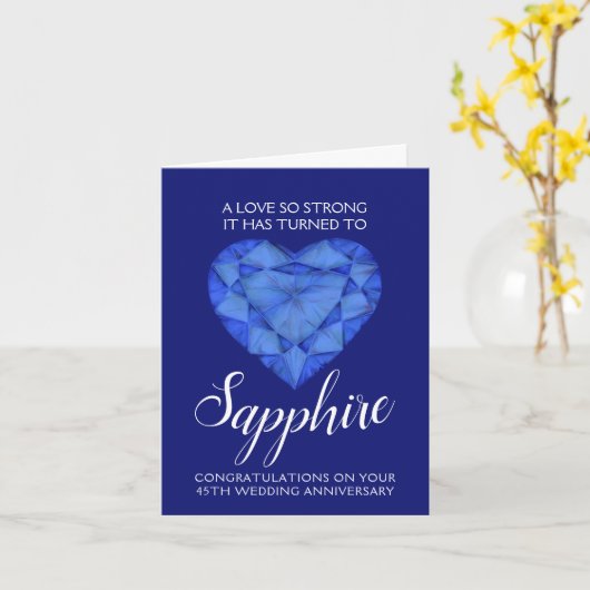 45e bruiloft Jubileum Sapphire Love zo sterk Kaart (Gele Bloem)