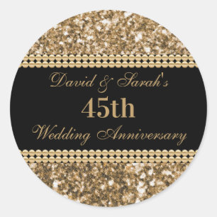 45e bruiloft Jubileum viering gouden glitter Ronde Sticker