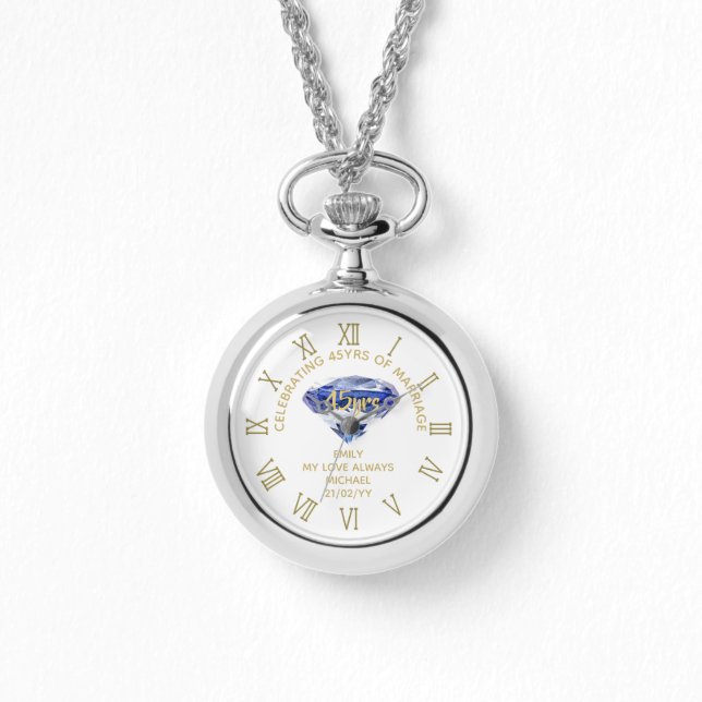 45e bruiloft Jubileum Vrouw - Herdenking 2 Horloge (Voorkant)