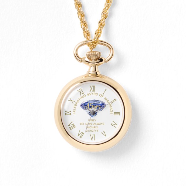 45e bruiloft Jubileum Vrouw - Herdenking 4 Horloge (Voorkant)