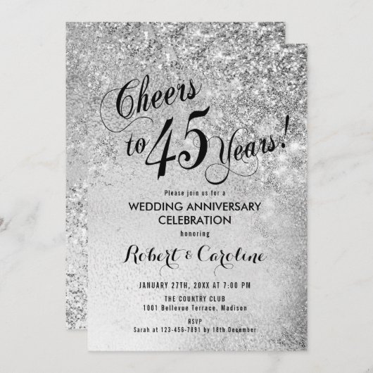 45e bruiloft Jubileum zilver Kaart (Voorkant / Achterkant)