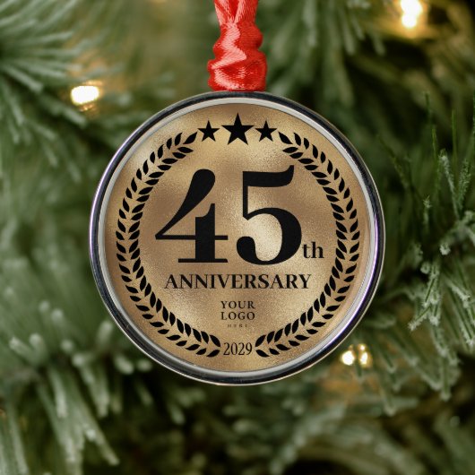 45e Business Jubileum Gold Christmas Metalen Ornament (Boom)