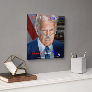 45e en 47e President van de VS Donald Trump Vierkante Klok