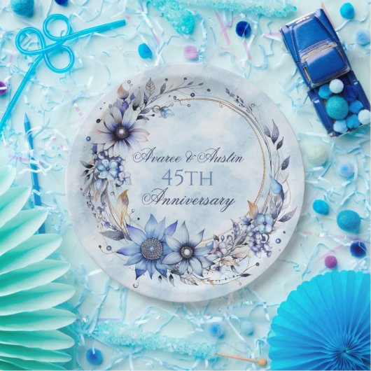 45e en 65e saffier Jubileum papier Papieren Bordje (Feest)