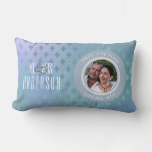 45e FOTO Huwelijksjubileum Modern Blauw Zilver Kussen