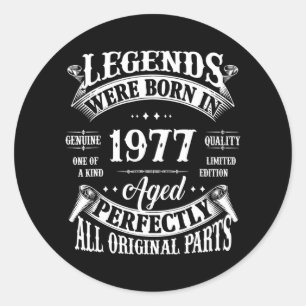 45e geboortedag T-shirt legenden geboren in 1977 Ronde Sticker
