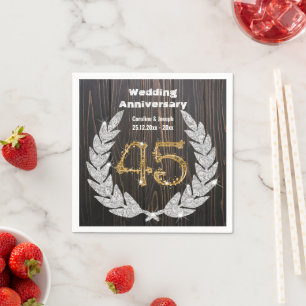 45e Gold & Diamond Laurel Wedding Jubileum Nap Servet