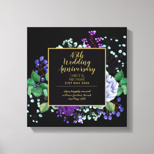 45e huwelijksjubileum cadeau saffier blauwe bloem canvas afdruk