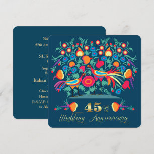 45e huwelijksjubileum Folk Art Kaart