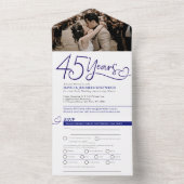 45e huwelijksverjaardag diner blauwe RSVP foto All In One Uitnodiging (Binnen)