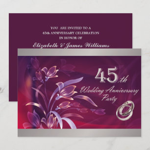 45e huwelijksverjaardag Elegant Bloemfeest  Kaart
