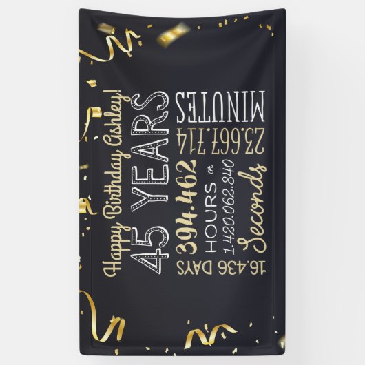 45e jaarbanner - 45 jaar in uren en seconden spandoek (Verticaal)