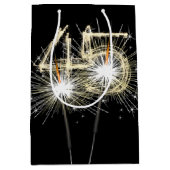 45e jaarsparklers op zwart medium cadeauzakje (Voorkant)