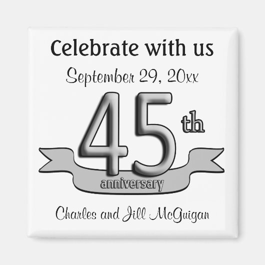 45e Jubileum Bewaar de datum Feestgunsten Magneet (Voorkant)