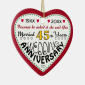 45e Jubileum cadeau hartvormige kerst Keramisch Ornament (Rechts)