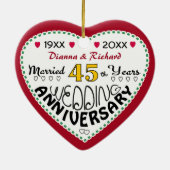 45e Jubileum cadeau hartvormige kerst Keramisch Ornament (Achterkant)