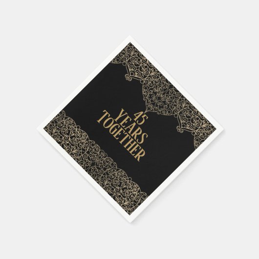 45e Jubileum Gold Lace op Black Napkins Servet (Hoek)