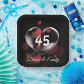 45e Jubileum hartbrok met rood hart Papieren Bordje (Feest)