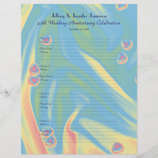 45e Jubileum Hartelijk gastboek inlogpagina (Voorkant)