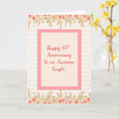 45e Jubileum Kaart in Perzik met Florale Grenzen (Gele Bloem)