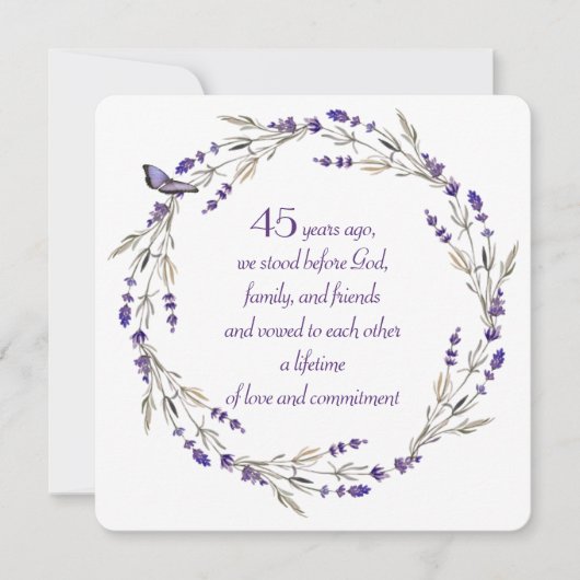 45e Jubileum Lavender Wreath Kaart (Voorkant)