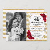 45e Jubileum met foto - Ruby Red Gold White Kaart (Voorkant / Achterkant)