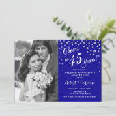 45e Jubileum met foto - Sapphire Blue Silver Kaart (Staand voorkant)