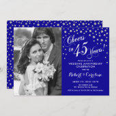 45e Jubileum met foto - Sapphire Blue Silver Kaart (Voorkant / Achterkant)