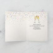 45e Jubileum Party wijnfles en twee glazen Kaart (Binnen)