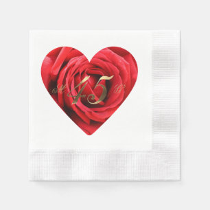 45e Jubileum Rood rozen Hart Elegant Servet