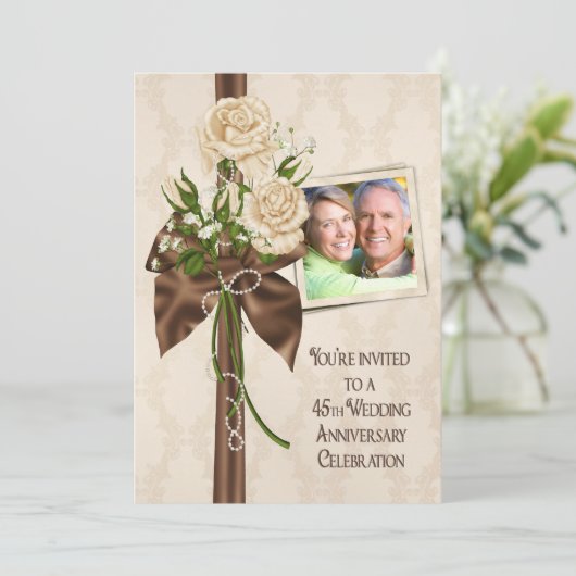 45e Jubileum Rozen Kaart (Staand voorkant)