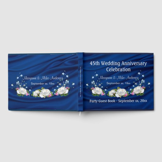 45e Jubileum saffier wit rozen op maat Gastenboek (Volledig)