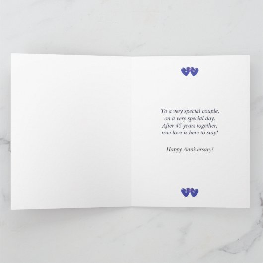 45e Jubileum Sapphire Hearts Kaart (Binnen)