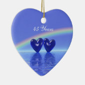 45e Jubileum Sapphire Hearts Keramisch Ornament (Rechts)