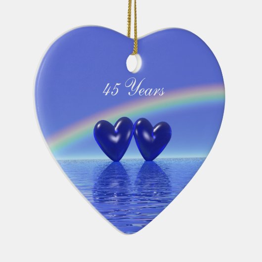 45e Jubileum Sapphire Hearts Keramisch Ornament (Rechts)