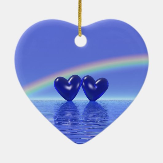 45e Jubileum Sapphire Hearts Keramisch Ornament (Achterkant)