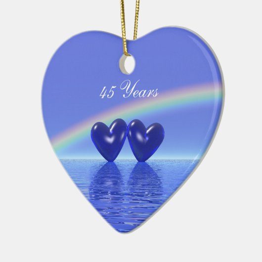 45e Jubileum Sapphire Hearts Keramisch Ornament (Links)