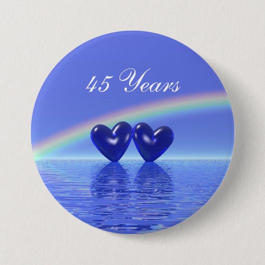 45e Jubileum Sapphire Hearts Ronde Button 7,6 Cm (Voorkant)