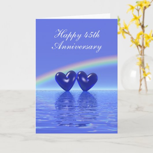 45e Jubileum Sapphire Hearts (Tall) Kaart (Gele Bloem)