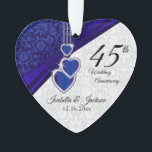 45e Jubileum Sapphire Wedding Keepomwille 3 Ornament<br><div class="desc">REVIEW LEES DIT VOORDAT U EEN OBJECT BESTELT: 65th of 45th Sapphire Wedding Jubileum Keepsake Design Ornament klaar voor u om te personaliseren. Kan ook worden gebruikt voor andere gelegenheden zoals een verjaardag, vriendschap, bruidscadeau, enz... door simpelweg de bewoording te wijzigen ✔ LET OP: WIJZIG ALLEEN DE SJABLOON GEBIEDEN NODIG!...</div>