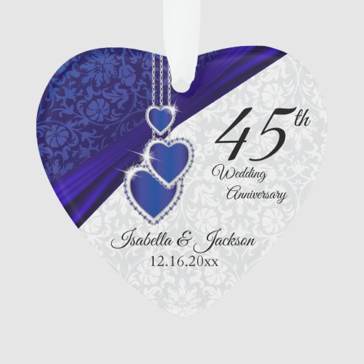 45e Jubileum Sapphire Wedding Keepomwille 3 Ornament (voorkant)