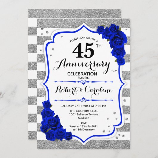 45e Jubileum - Silver White Sapphire Blue Kaart (Voorkant / Achterkant)