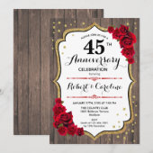 45e Jubileum Uitnodiging - Rustic Wood Gold Red (Voorkant / Achterkant)