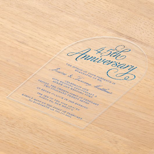 45e Jubileum van het Sapphire Wedding Acryl Uitnodigingen (Laagn)