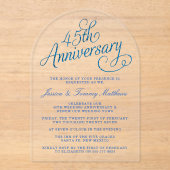 45e Jubileum van het Sapphire Wedding Acryl Uitnodigingen (Voorkant)