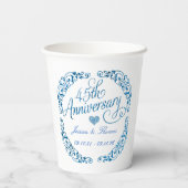 45e Jubileum van het Sapphire Wedding Papieren Bekers (Achterkant)