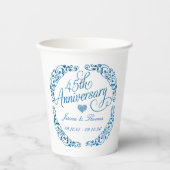 45e Jubileum van het Sapphire Wedding Papieren Bekers (Voorkant)